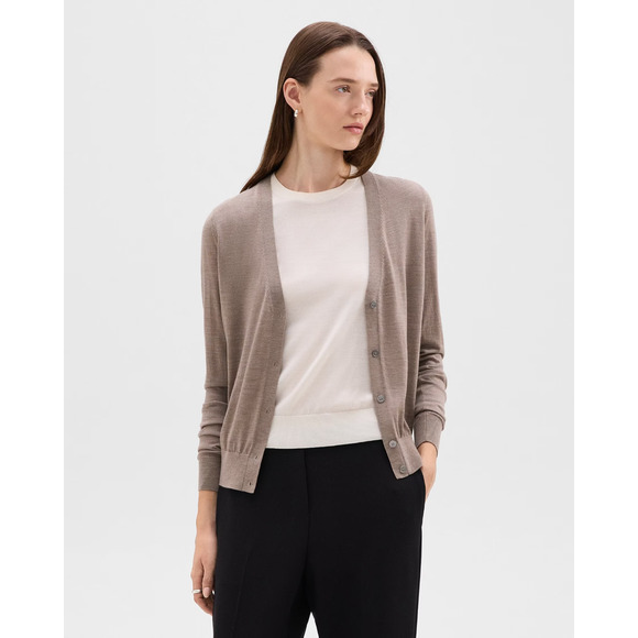 Theory Sweaters - Theory NWT Women's Khaki Long Sleeved Button Front V-Neck Cardigan Size S